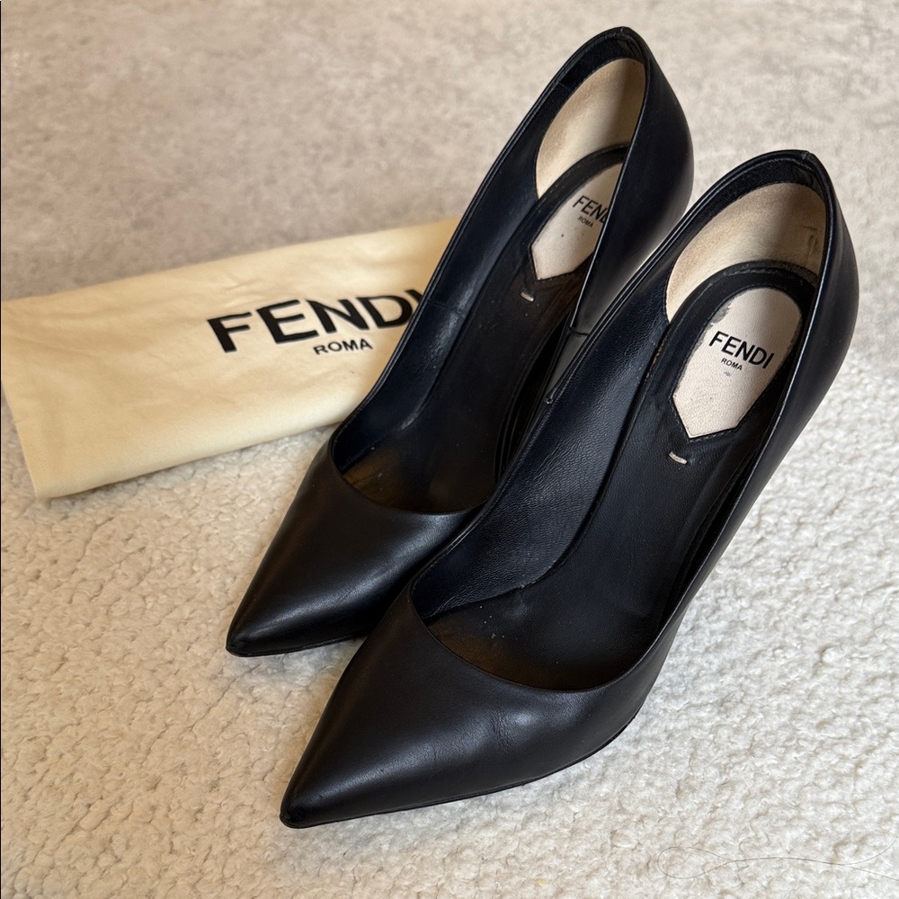 Fendi Black Leather Heels